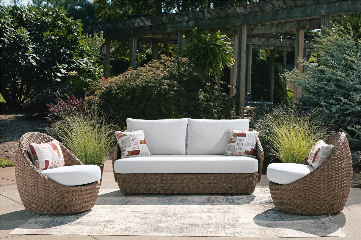 Double Point Outdoor Loveseat/2 Swivel Chairs (Set of 3) - PCP503-070
