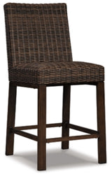 Paradise Trail Outdoor Bar Fire Pit Table with 6 Barstools - P750P8