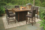 Paradise Trail Outdoor Bar Fire Pit Table with 6 Barstools - P750P8