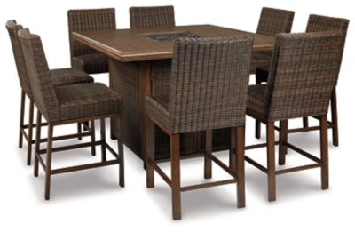 Paradise Trail Outdoor Counter Height Dining Table with 6 Barstools - P750P6