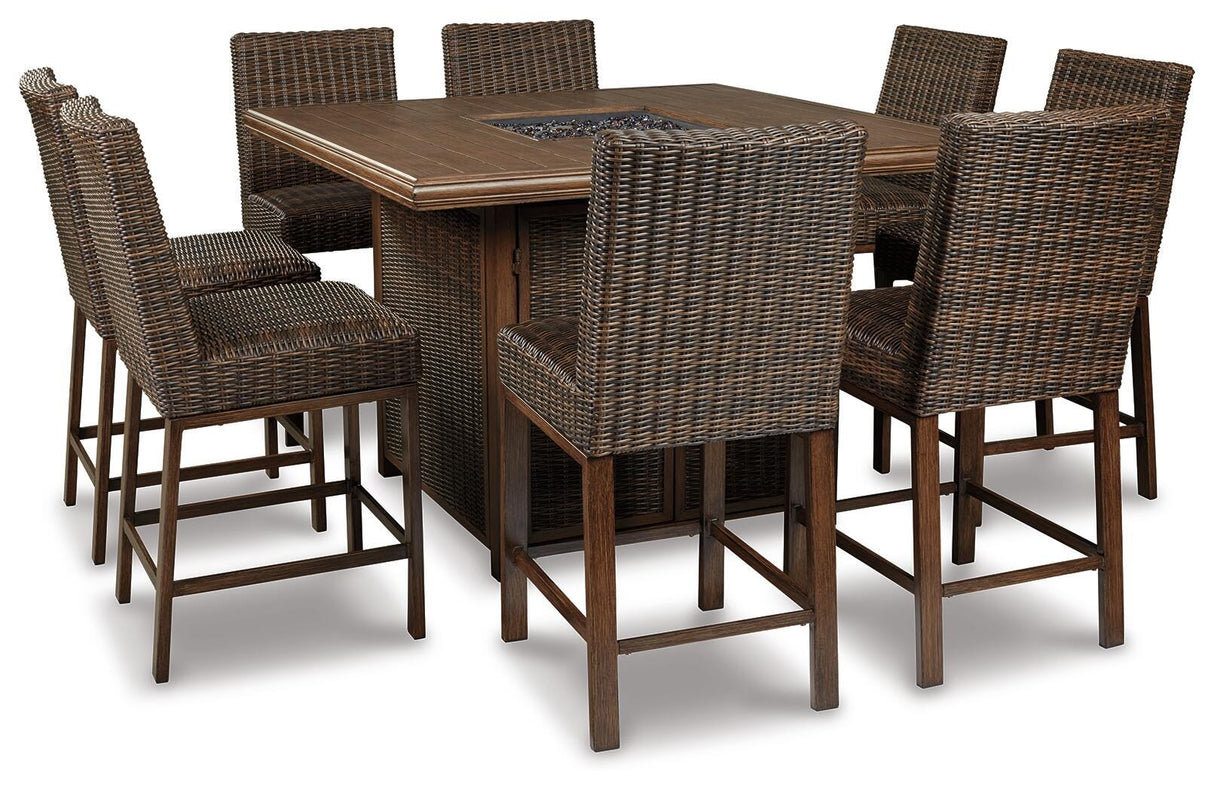 Paradise Trail Outdoor Counter Height Dining Table with 6 Barstools - P750P6