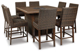 Paradise Trail Outdoor Counter Height Dining Table with 6 Barstools - P750P6