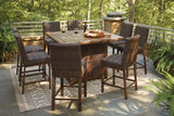 Paradise Trail Outdoor Counter Height Dining Table with 6 Barstools - P750P6