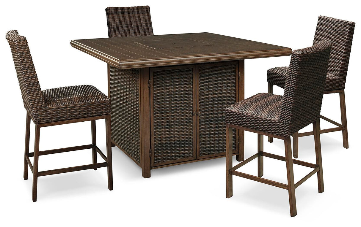 Paradise Trail Outdoor Counter Height Dining Table with 4 Barstools - P750P5
