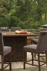 Paradise Trail Outdoor Counter Height Dining Table with 6 Barstools - P750P6