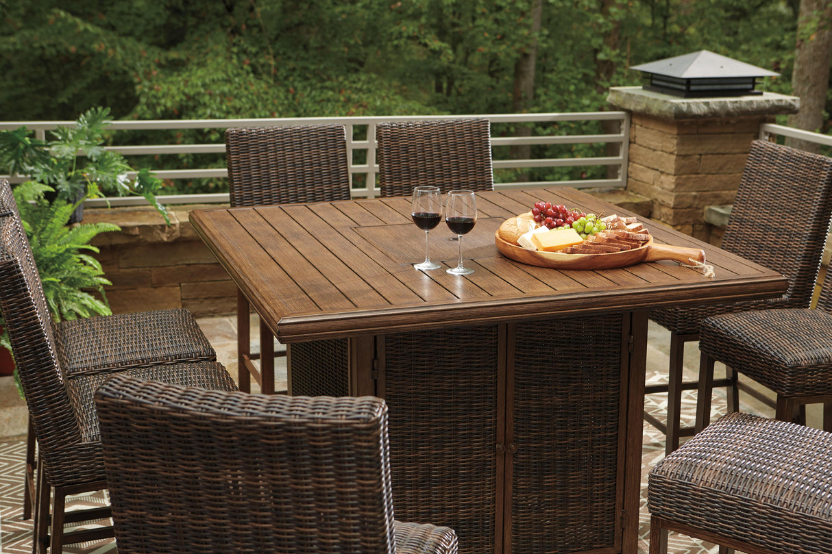 Paradise Trail Outdoor Counter Height Dining Table with 6 Barstools - P750P6