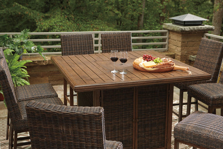Paradise Trail Outdoor Counter Height Dining Table with 6 Barstools - P750P6