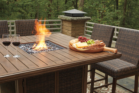 Paradise Trail Outdoor Counter Height Dining Table with 6 Barstools - P750P6