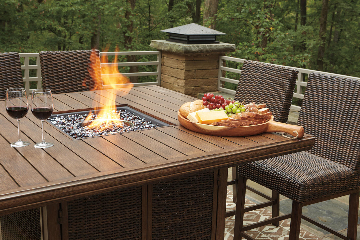 Paradise Trail Outdoor Counter Height Dining Table with 6 Barstools - P750P6