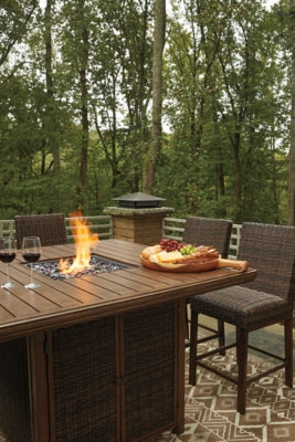 Paradise Trail Outdoor Counter Height Dining Table with 6 Barstools - P750P6