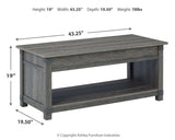 Freedan Lift-top Coffee Table, 2 End Tables and Console - T175T2