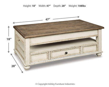 Realyn Coffee Table and 2 Chairside End Tables - T523T1