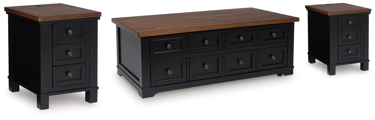Wildenauer Lift-top Coffee Table and 2 Chairside End Tables - T664T1