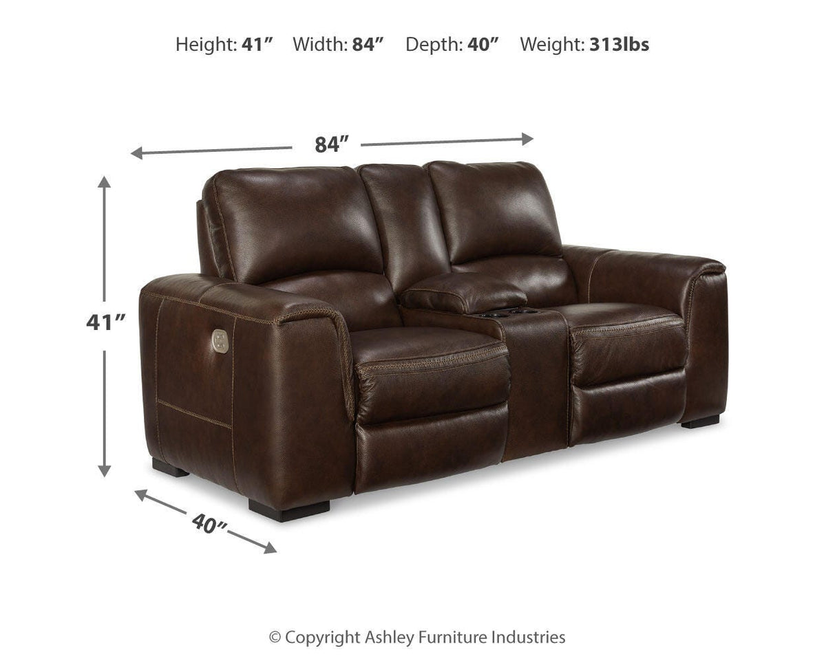 Alessandro Power Reclining Loveseat with Console - U2550218