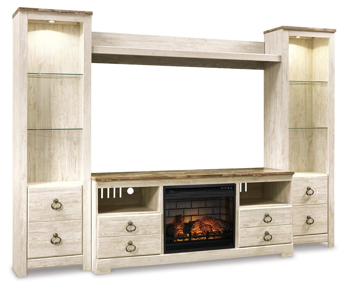 Willowton 4-Piece Entertainment Center with Electric Fireplace - W267W9