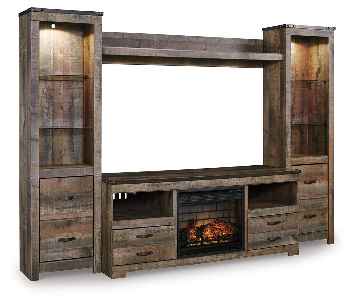 Trinell 4-Piece Entertainment Center with Electric Fireplace - W446W8