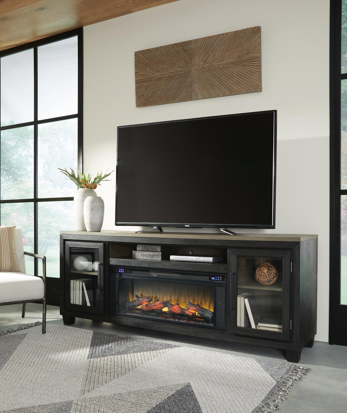 Foyland 83" TV Stand with Electric Fireplace - W989W1