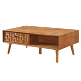 Coffee Table With Hidden Drawer And Open Shelf