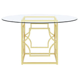 Krista - Round Glass Top Dining Table - Gold