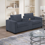 Elegant Simple Sofa Set With Console Cup Holder And Loveseat