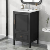 Modern Bathroom Vanity With Sink, Cabinet Storage, Drawer & Adjustable Feet
