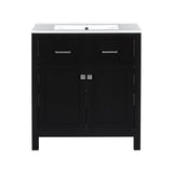 Bathroom Vanity With Ceramic Sink, Modern Single Bathroom Cabinet With 2 Doors And A Shelf, Soft Close Doors