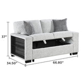 Prato - Loveseat With Storage And USB - Gray