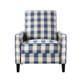 Buffalo Plaid Push Back Recliner Chair For Living Room - Blue / White