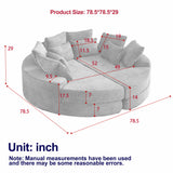 Round Oversized Sofa Bed With 5 Throw Pillows