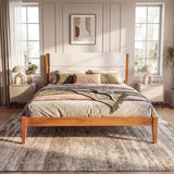 Platform Bed Frame With Upholstered Headboard, Slat Support