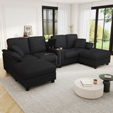 Modern U-Shaped Sectional Sofa With Storage Ottomans