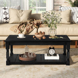Coffee Table With Slatted Lower Shelf For Living Room