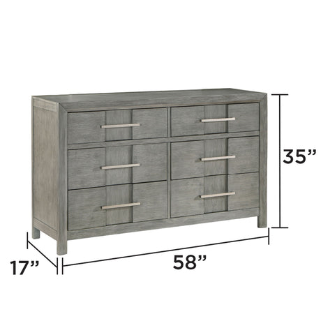6 Drawer Dresser - Gray - Wood