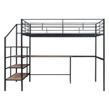 Loft Bed With Desk And Lateral Storage Ladder