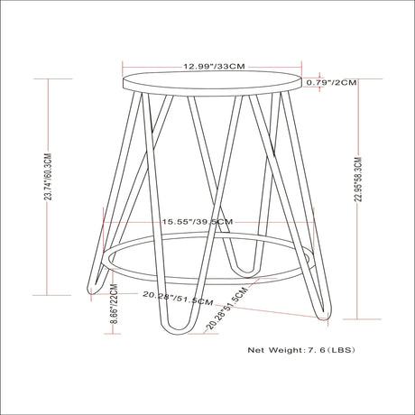 Simeon - Multifunctional Metal Stool With Wood Seat