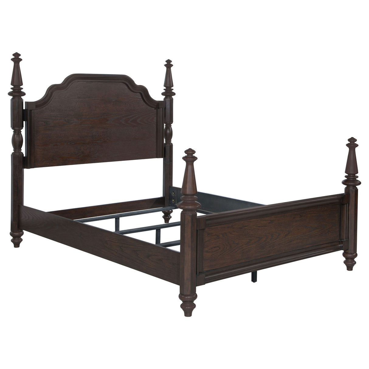 4 Poster California King Bed With Serpentine Headboard - Dark Oak
