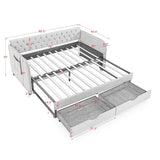 Daybed With Trundle And Storage Drawers, Flat Arms With Pocket