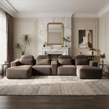U-Shaped Sectional Sofa With Chaise Lounge And Cup Holders