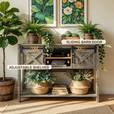 Farmhouse Entryway Table With Sliding Barn Door
