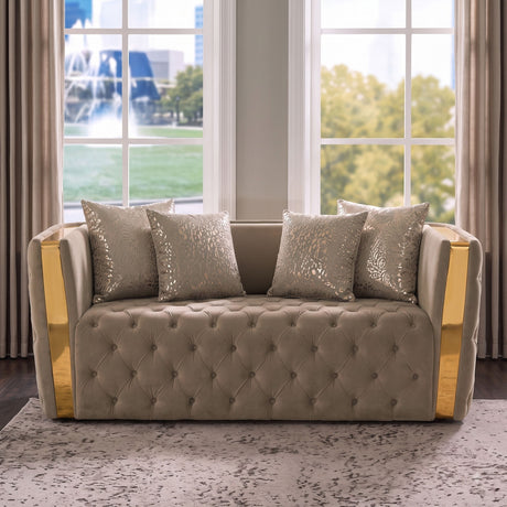 Naomi - Button Tufted Loveseat - Taupe