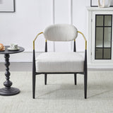 Upholstered Accent Armchair With Tapered Legs - Beige / Black / Gold