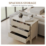 Fluted 3 Drawer Nightstand With Soft Close Slides
