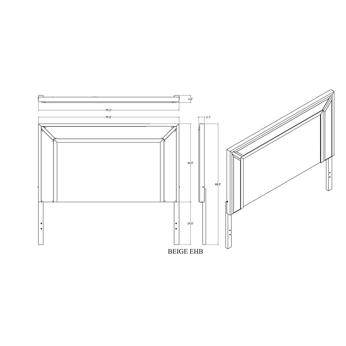 Ciara - King Bed With LED Panel Headboard, Low Profile Design - Beige
