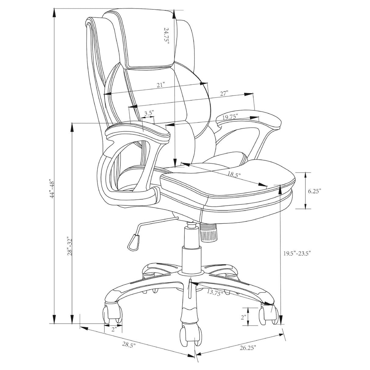 Stanton - Upholstered Adjustable Chair With Padded Arms And Adjustable Height - Gray