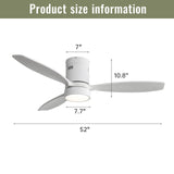 Indoor / Outdoor Ceiling Fan With Blades, Reversible DC Motor, Remote Controlled LED Light - White
