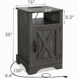 Farmhouse Nightstand, Charging Station & Storage