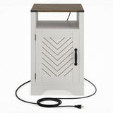 Farmhouse Nightstand With Charging Station & Storage