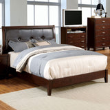 Eastern King Bed With Button Tufted Headboard - Brown