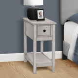 Accent End Table, 2 Tier, Narrow, Lamp, Storage Drawer, Charming Design