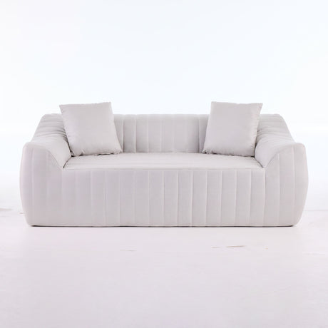 Oversized 2 Seater Loveseat With 2 Decor Throw Pillows, Deep Seat Sofa For Living Rooms